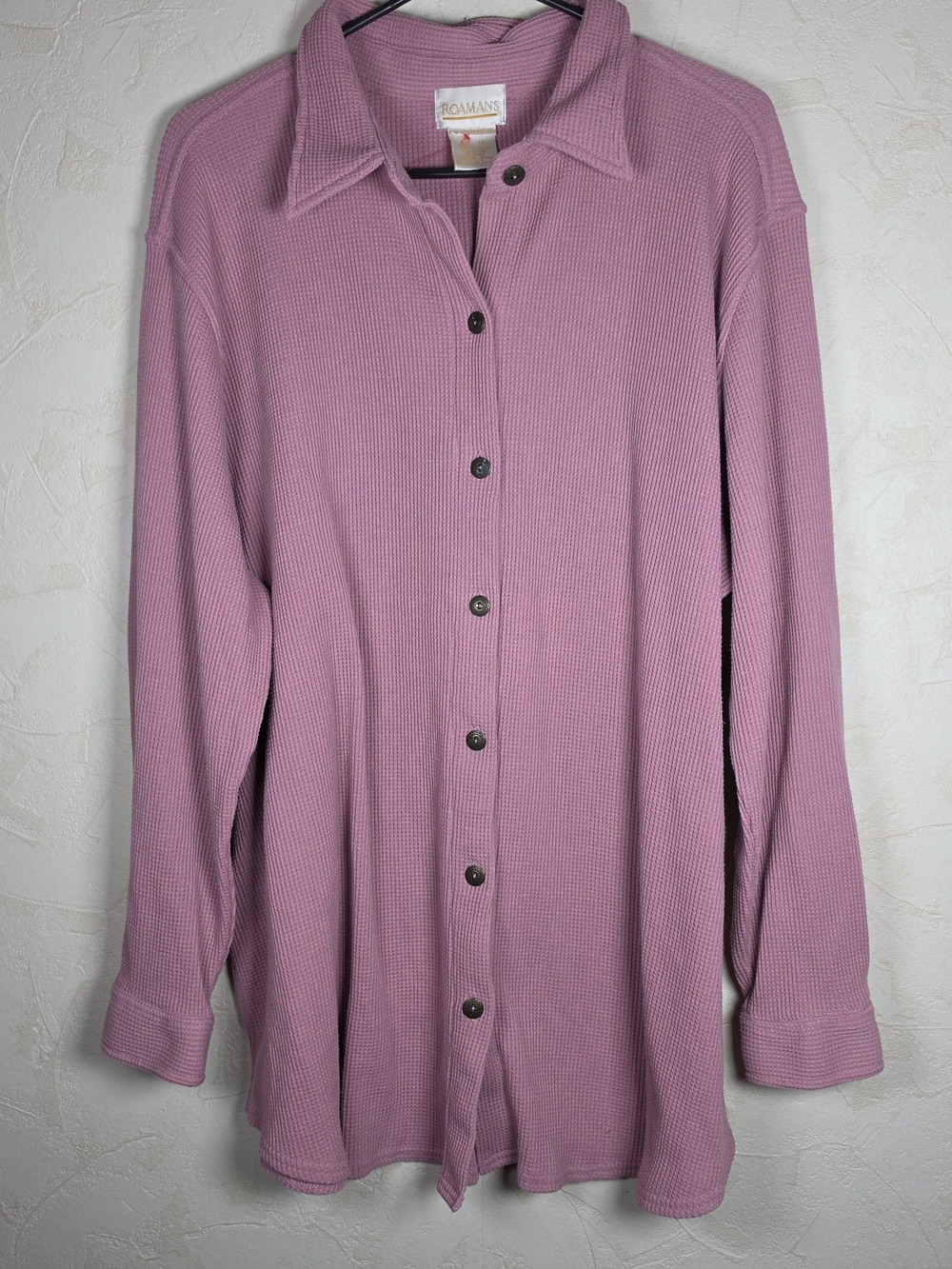 Plus Size Waffle Knit Cozy Womens Mauve Pink Long Sleeve By Roaman's Size 1XL